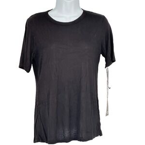Michael Lauren Ribbed Short Sleeve Tee Black Size S Minimalist NWT
